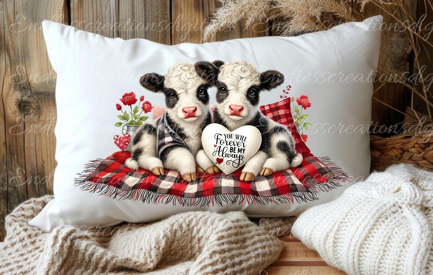 LOVE COWS VALENTINES pillow covers, tea towel, mugs, slates etc. sublimation   5 high definition 300 Dpi, transparent, a