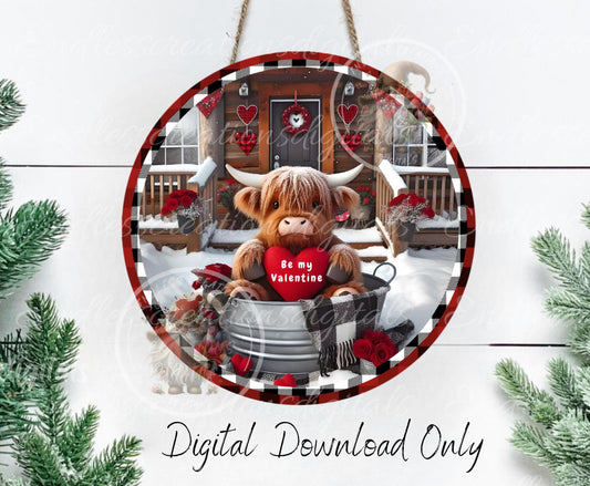 HIGHLAND COW WASHTUB, digital download only, 2 files, 1 blank for your own text, 300 dpi