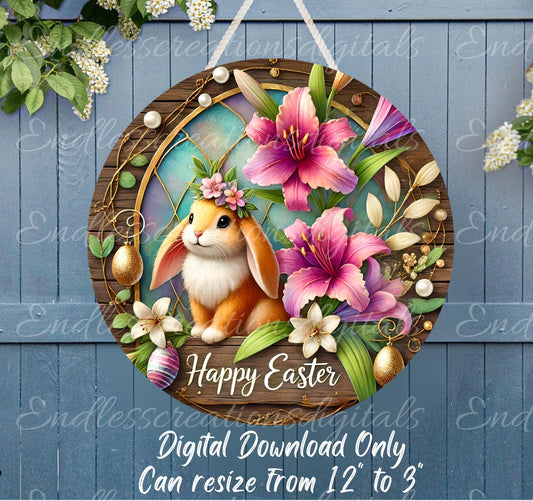 EASTER SUBLIMATION WREATH Sign, door hanger, slate for sublimation high resolution, 2 files for download, 1 add your own text