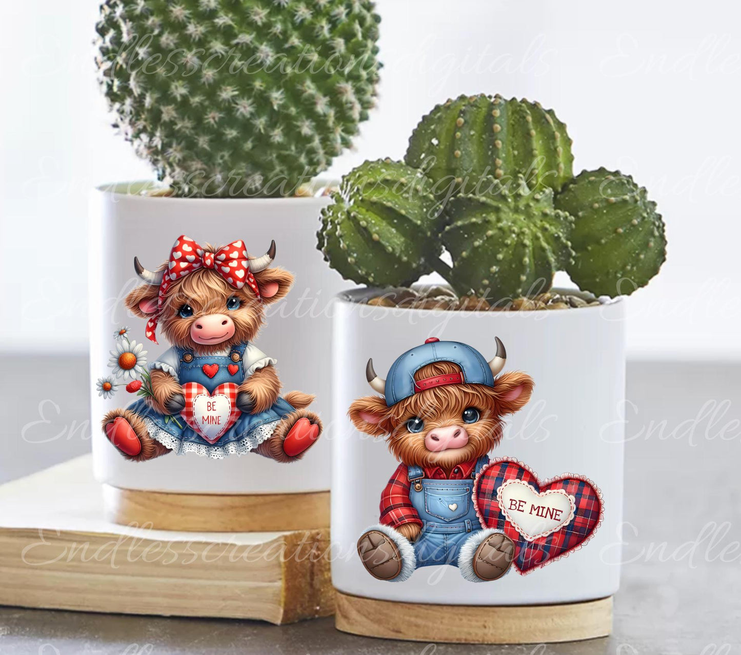 VALENTINES HIGHLAND COW Pillow covers, tea towel mugs plant pots etc. sublimation package of 5 high definition 300 Dpi, transparent