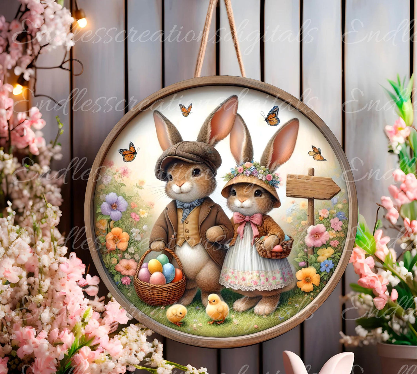 EASTER SUBLIMATION WREATH Sign, door hanger, slate for sublimation high resolution, 2 files for download, 1 add your own text