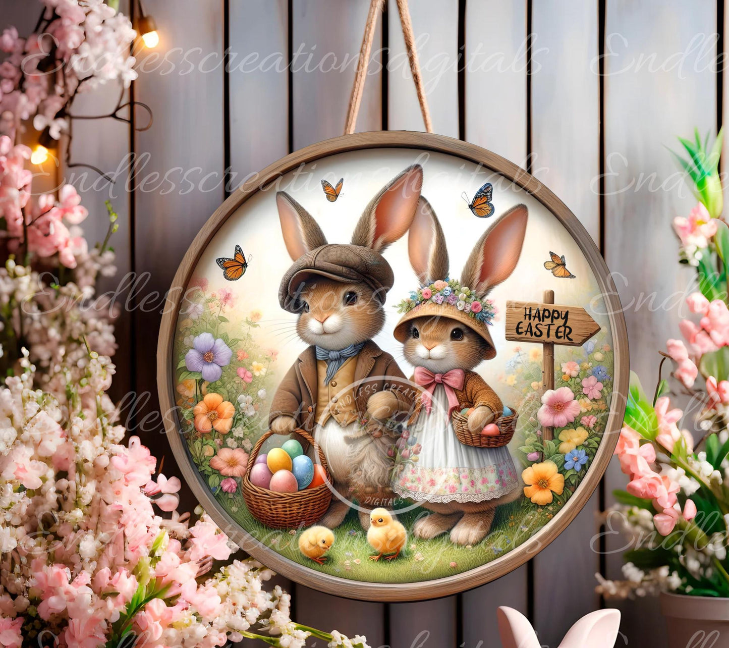 EASTER SUBLIMATION WREATH Sign, door hanger, slate for sublimation high resolution, 2 files for download, 1 add your own text