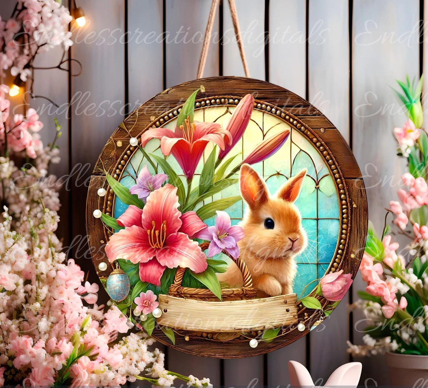 EASTER SUBLIMATION WREATH Sign, door hanger, slate for sublimation high resolution, 2 files for download, 1 add your own text