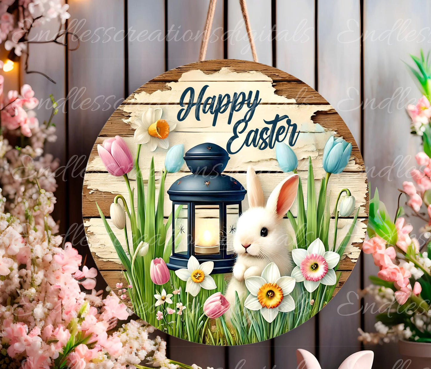 EASTER SUBLIMATION WREATH Sign, door hanger, slate for sublimation high resolution, 2 files for download, 1 add your own text