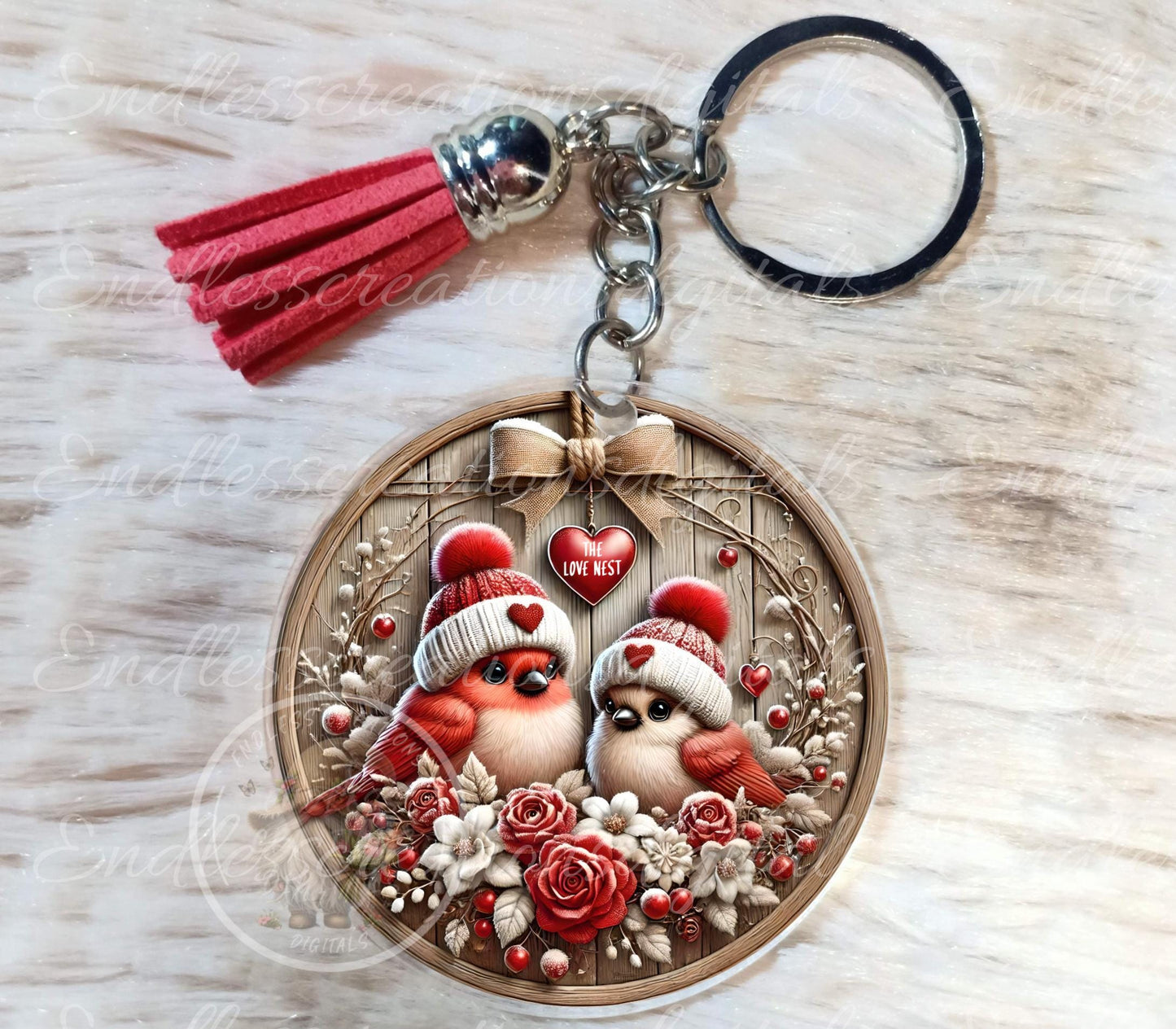 VALENTINES LOVE BABY Cardinals door hanger keychain, round slate,  for sublimation high resolution can be resized, 2 files 1 blank, resize