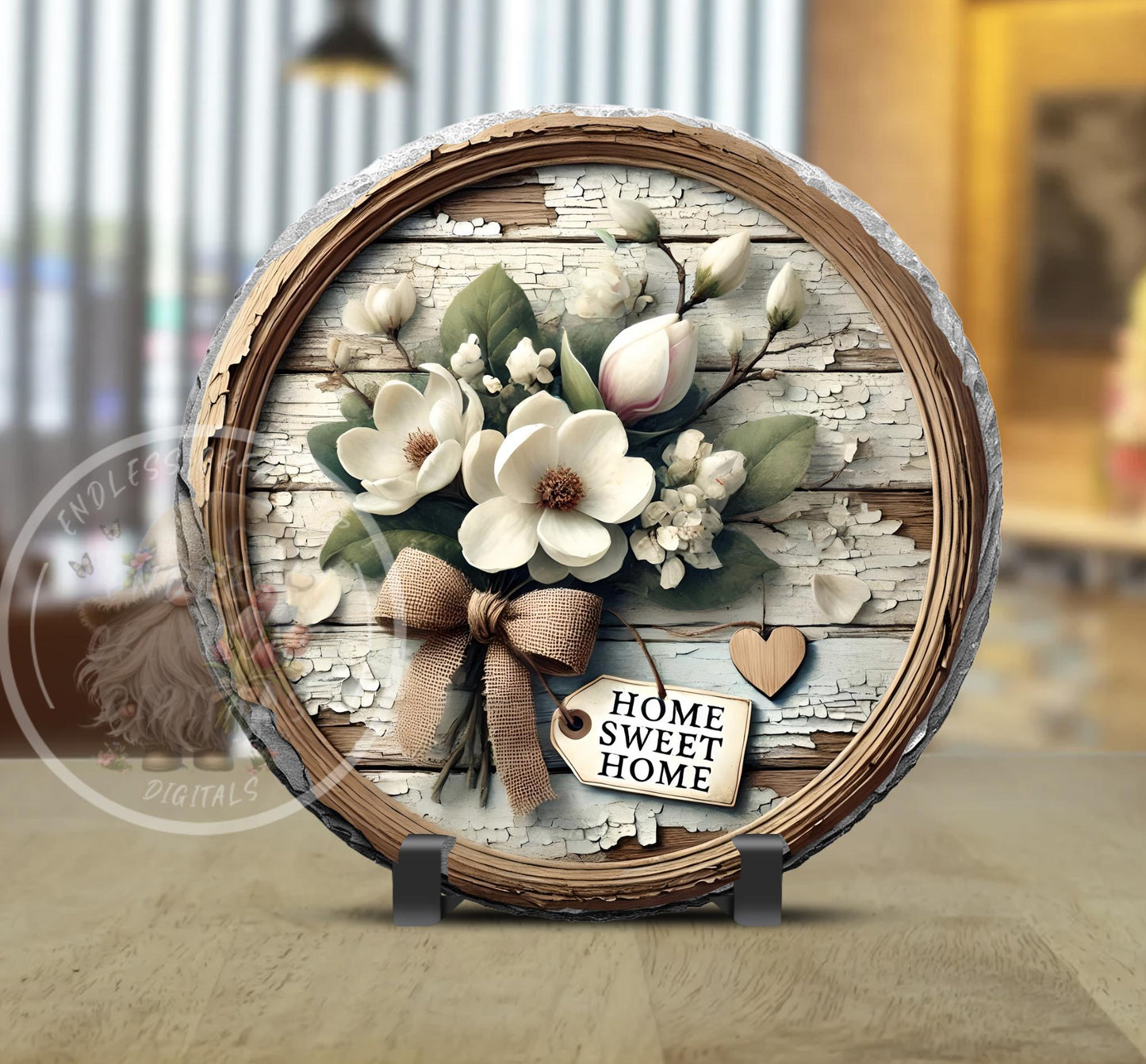 HOME SWEET HOME Spring door hanger keychain, round slate,  for sublimation high resolution can be resized, 2 files 1 blank, resize