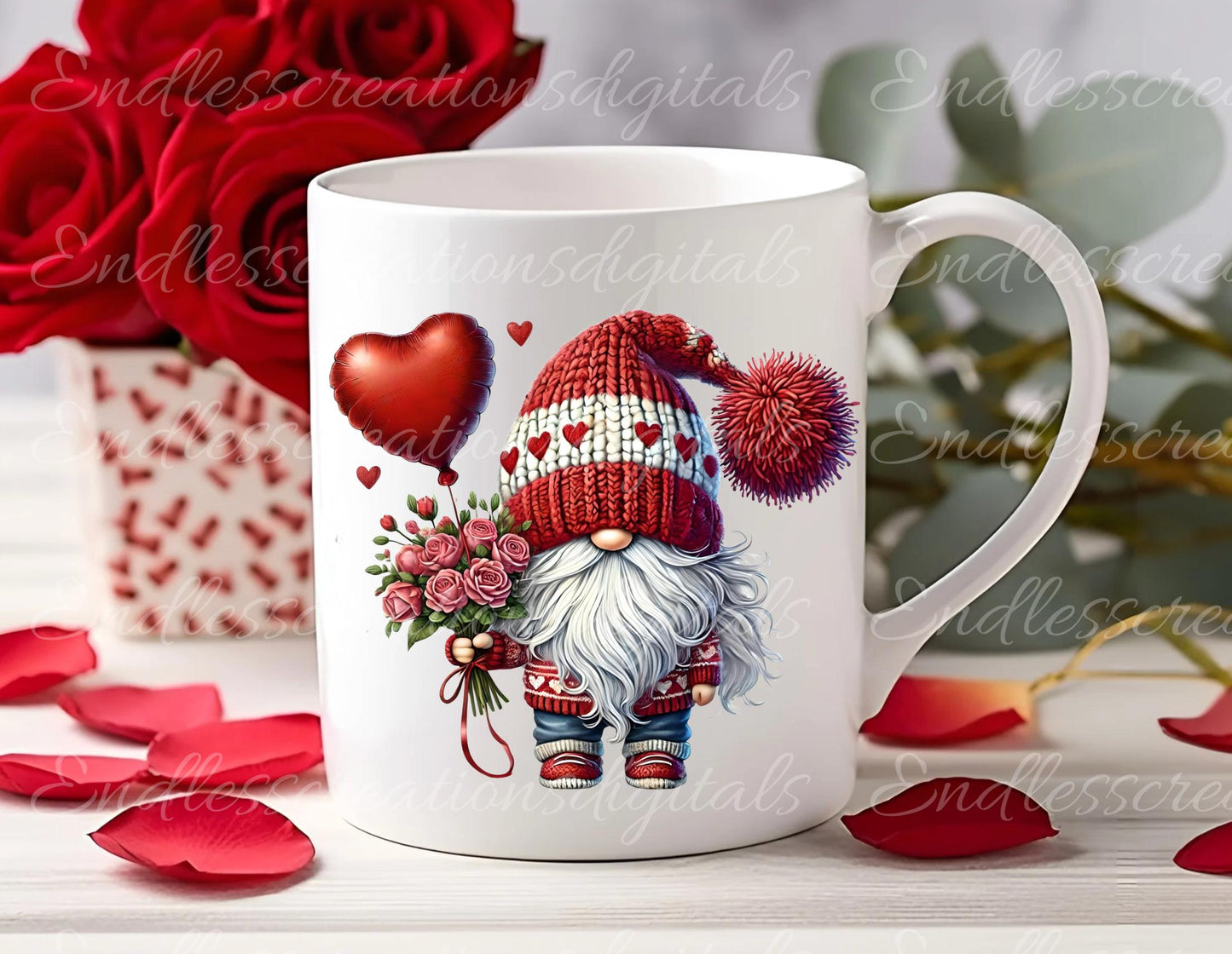 VALENTINES KISSING GNOMES Pillow covers, tea towel mugs plant pots etc. sublimation package of 5  300 Dpi, transparent,  add your own text