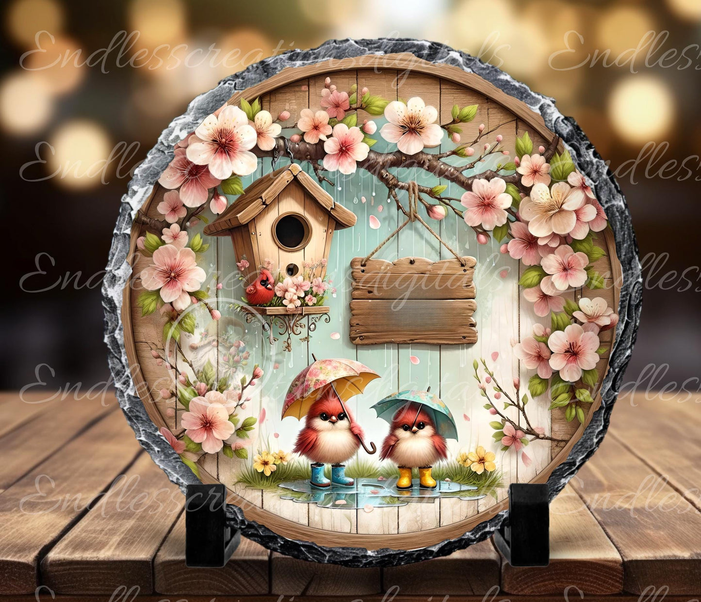 SPRING BABY BLUEJAYS Wreath Sign, door hanger, slate for sublimation high resolution 2 files for download 1 add your own text
