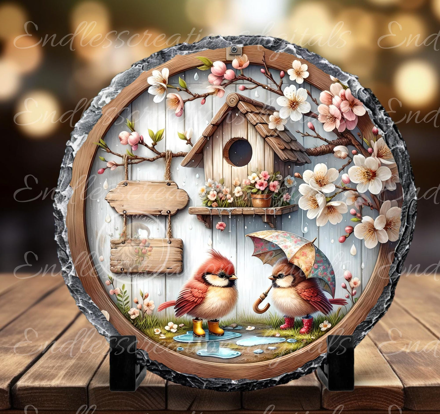 SPRING BABY BIRDS ROUND