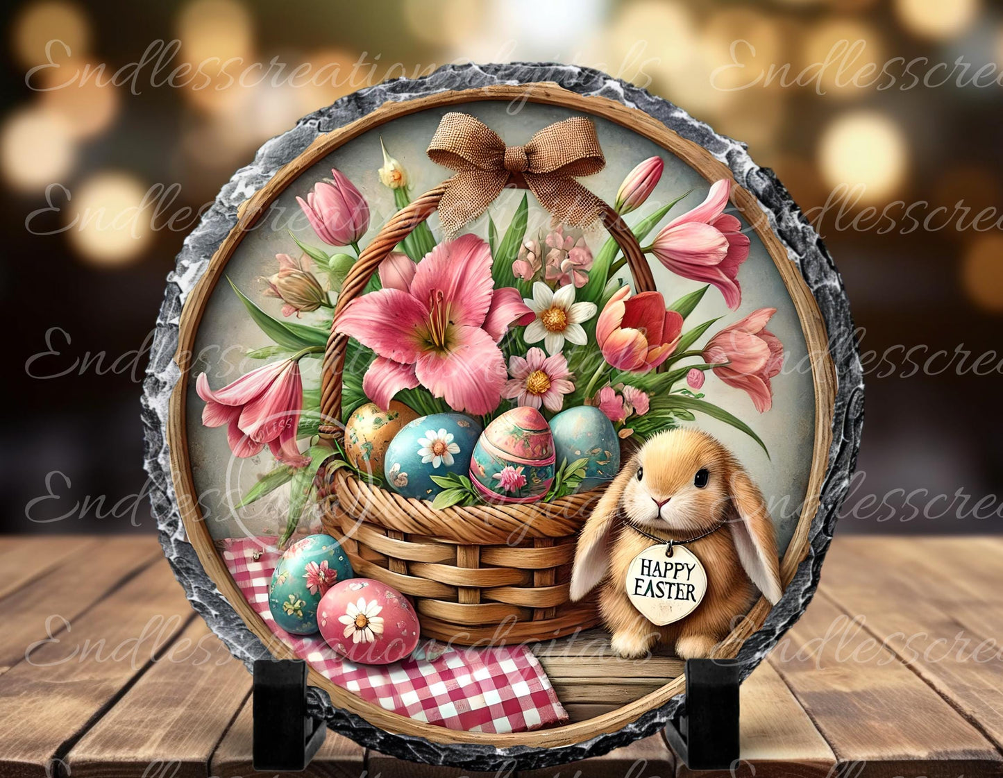 EASTER SUBLIMATION WREATH Sign, door hanger, slate for sublimation high resolution, 2 files for download, 1 add your own text