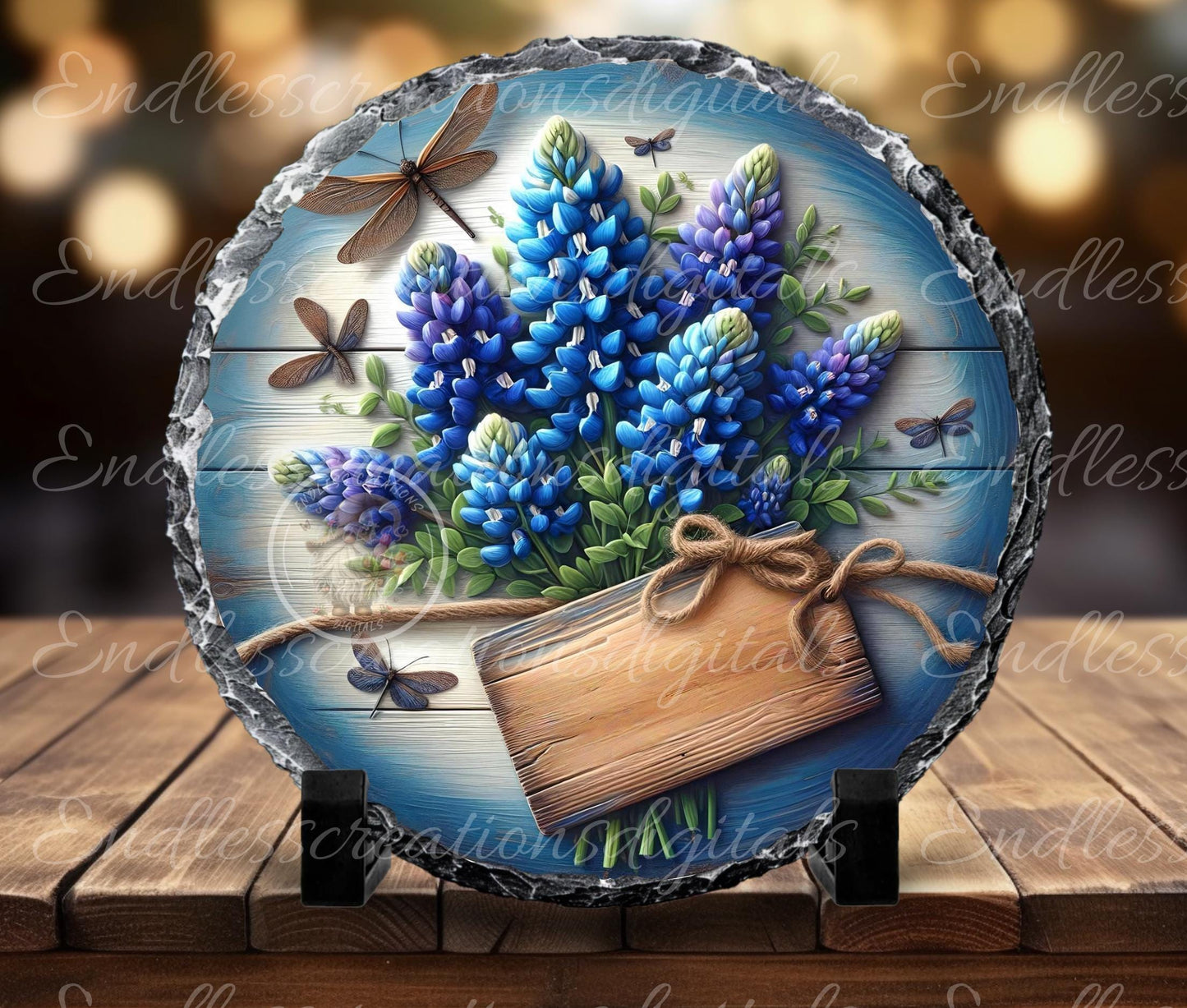 WELCOME BLUEBONNETS SPRING door hanger, keychain, round slate,  for sublimation high resolution can be resized, 2 files 1 blank, resize