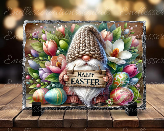 EASTER MAGNOLIA GNOMES digital download only, can be sized for slates, cutting boards, tumblers 2 files, 1 blank for your own text