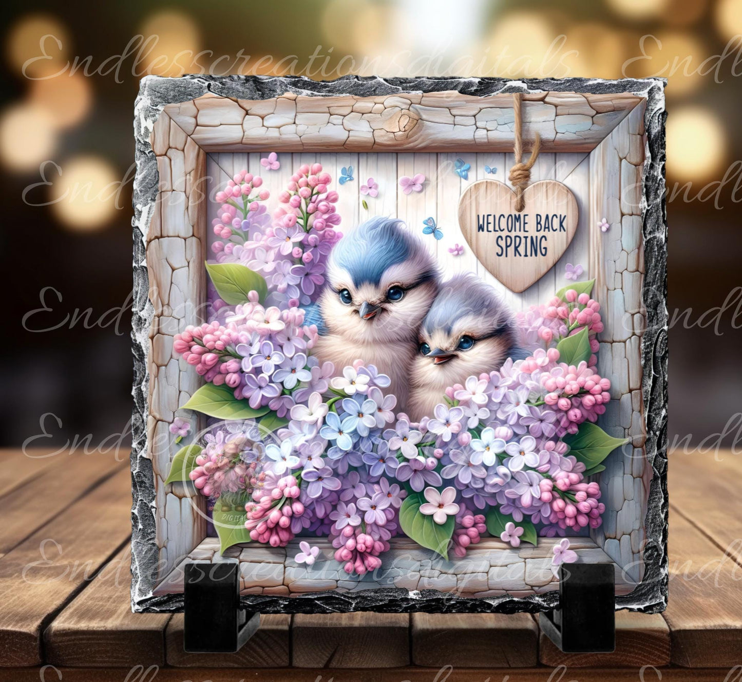 SQUARE SPRING LILACS  Wreath Sign, door hanger, wind spinners slate for sublimation high resolution 2 files for download 1 add your own text