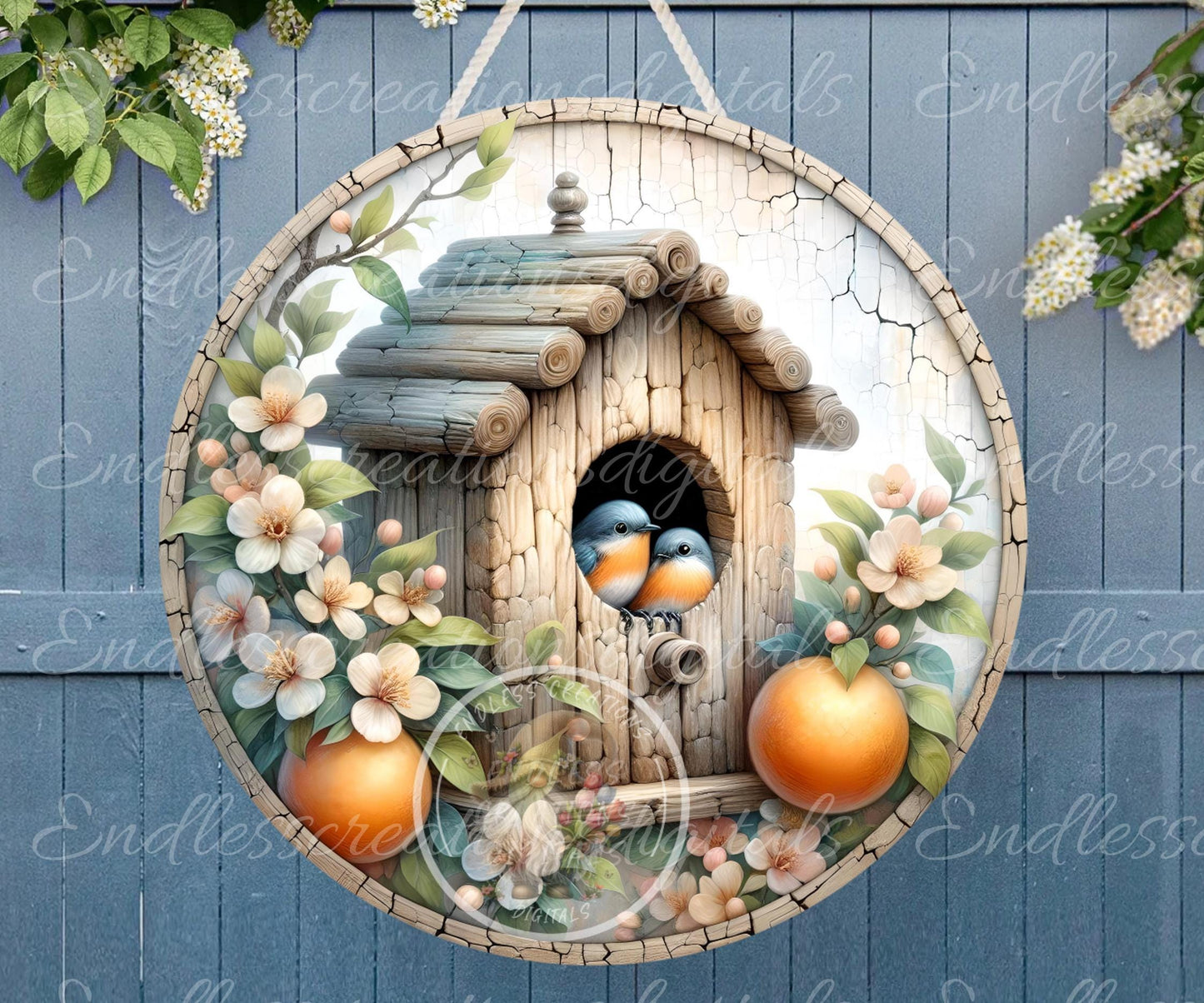 ORANGE BLOSSOMS Wreath Sign, door hanger, Cutting Board, slate for sublimation, 300 dpi  1 file for download can be resized from 3 to 12"