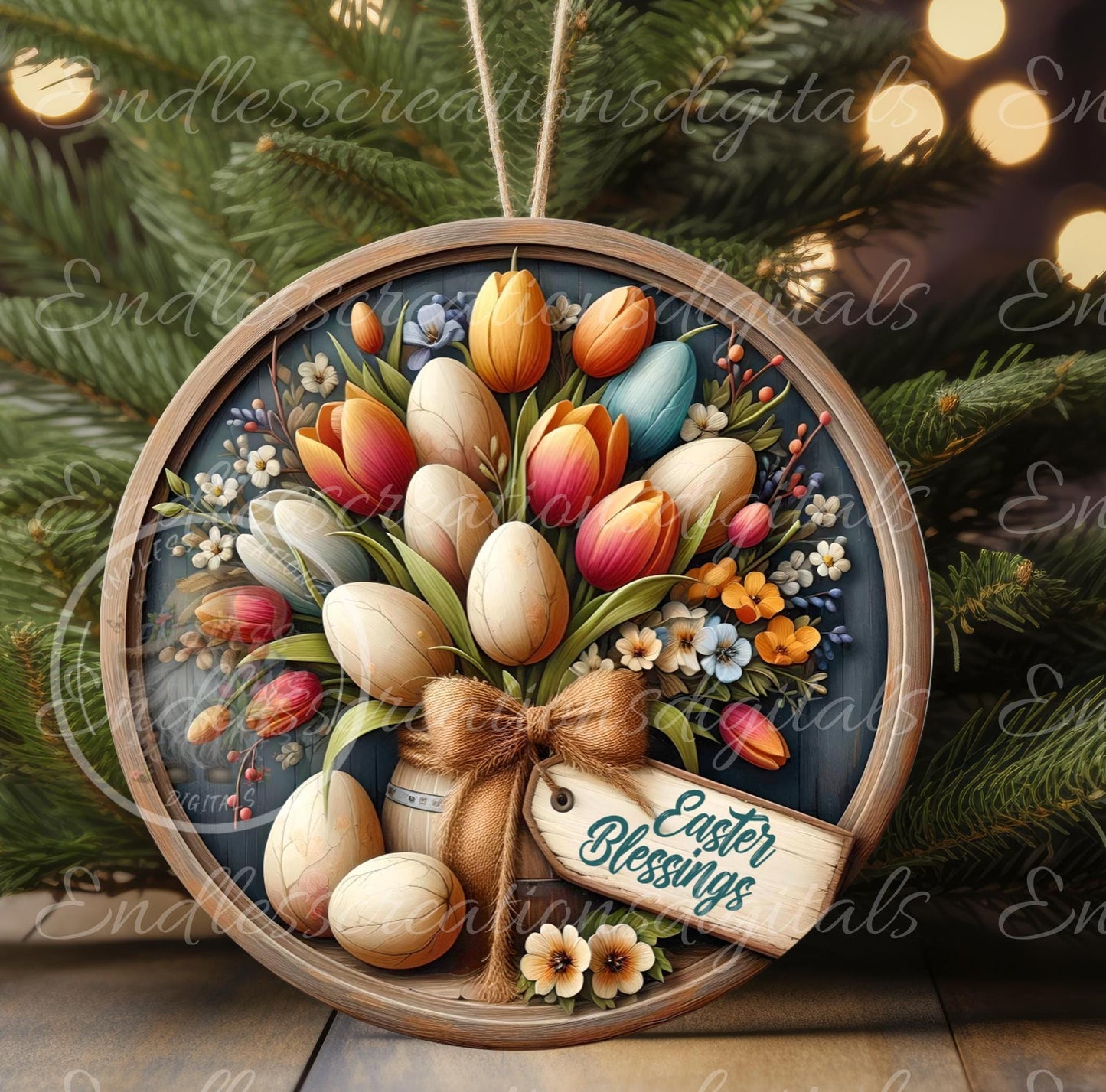 EASTER FLORAL BOUQUET Sign, door hanger, slate for sublimation high resolution, 2 files for download, 1 add your own text