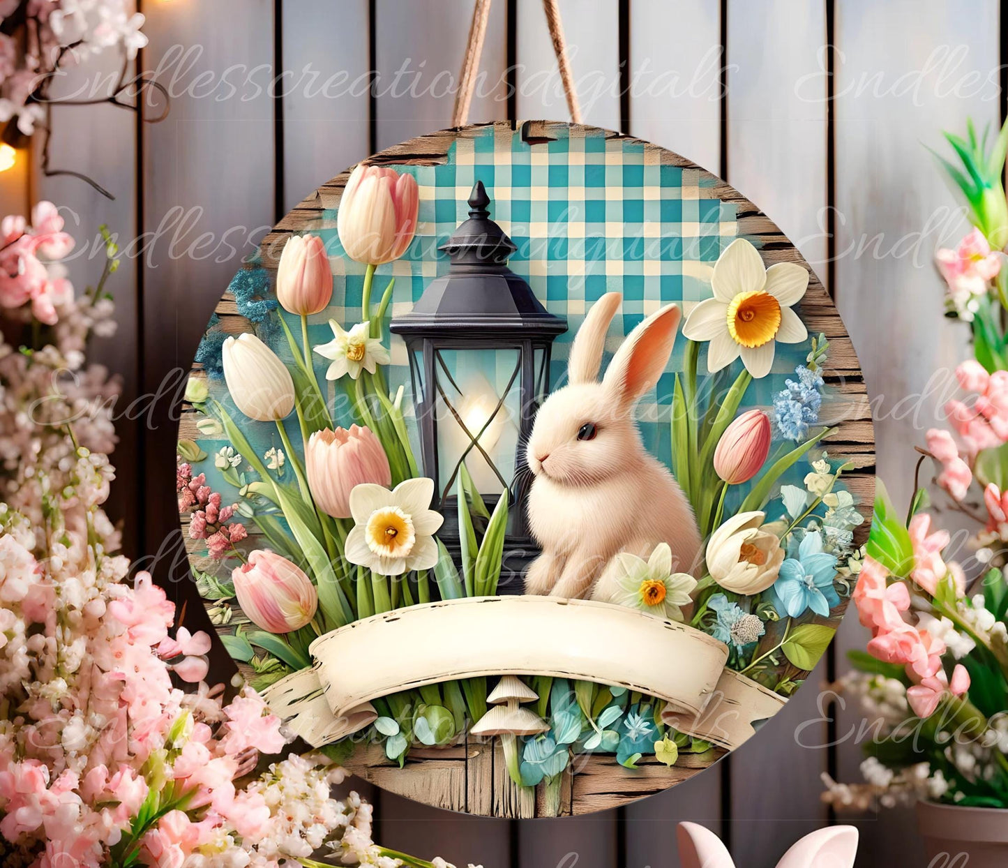 EASTER SUBLIMATION WREATH Sign, door hanger, slate for sublimation high resolution, 2 files for download, 1 add your own text