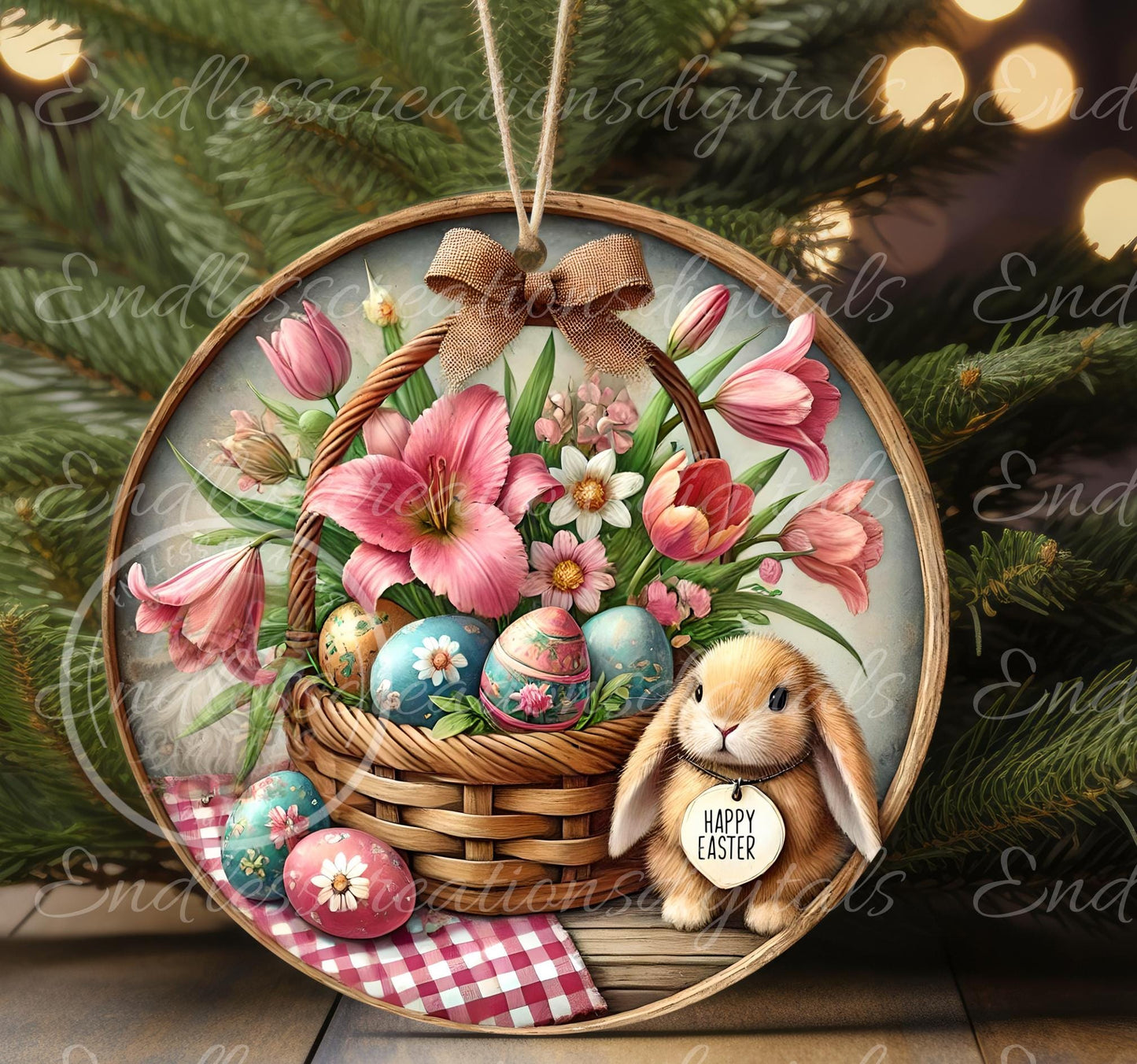 EASTER SUBLIMATION WREATH Sign, door hanger, slate for sublimation high resolution, 2 files for download, 1 add your own text
