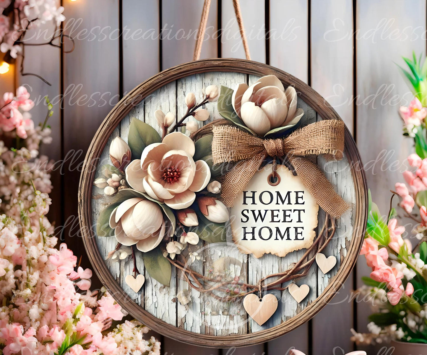 HOME SWEET HOME Spring door hanger keychain, round slate,  for sublimation high resolution can be resized, 2 files 1 blank, resize