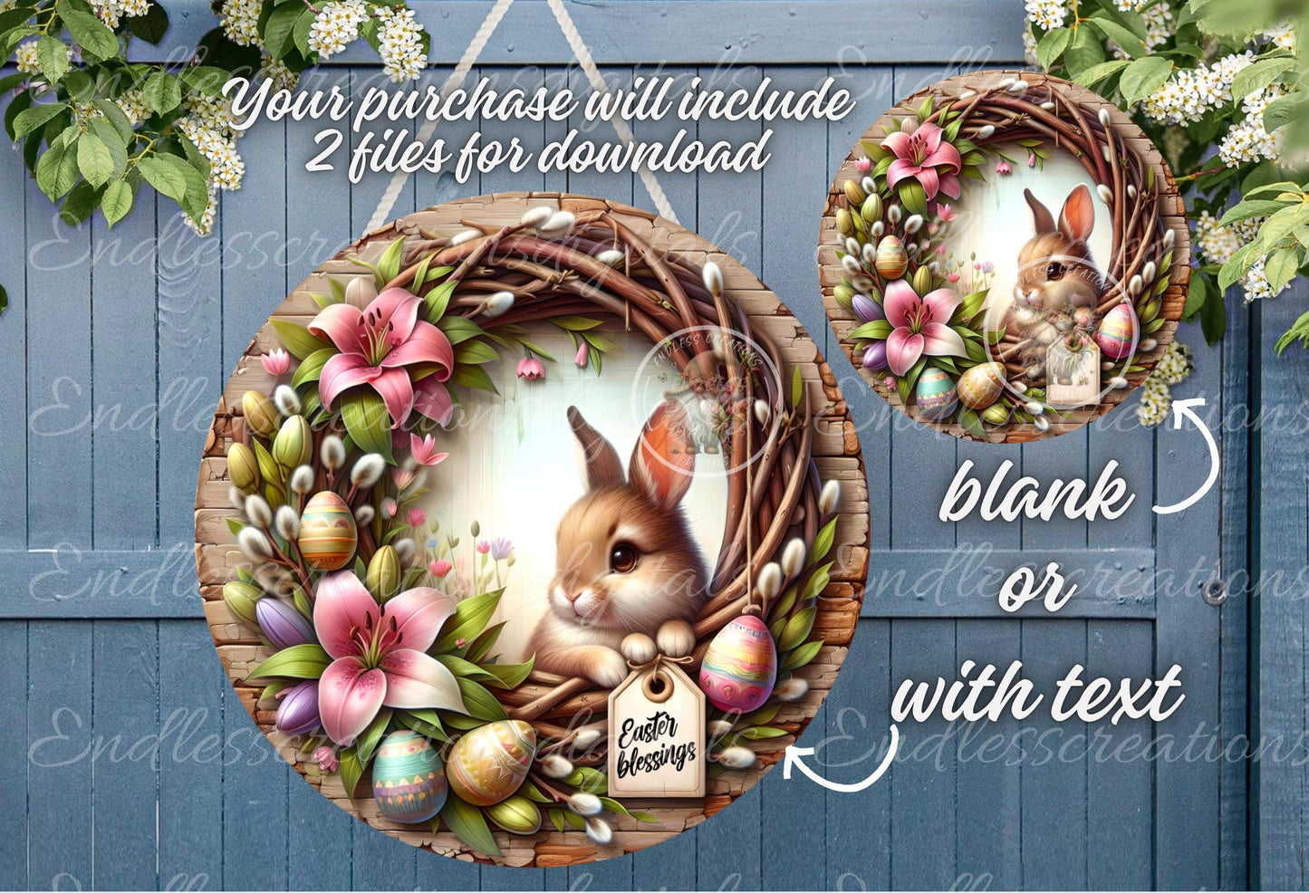 HAPPY EASTER FLORAL BUNNY ROUND