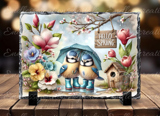 SPRING BABY BLUE Jays digital download only, can be sized for slates, cutting boards, tumblers 2 files, 1 blank for your own text