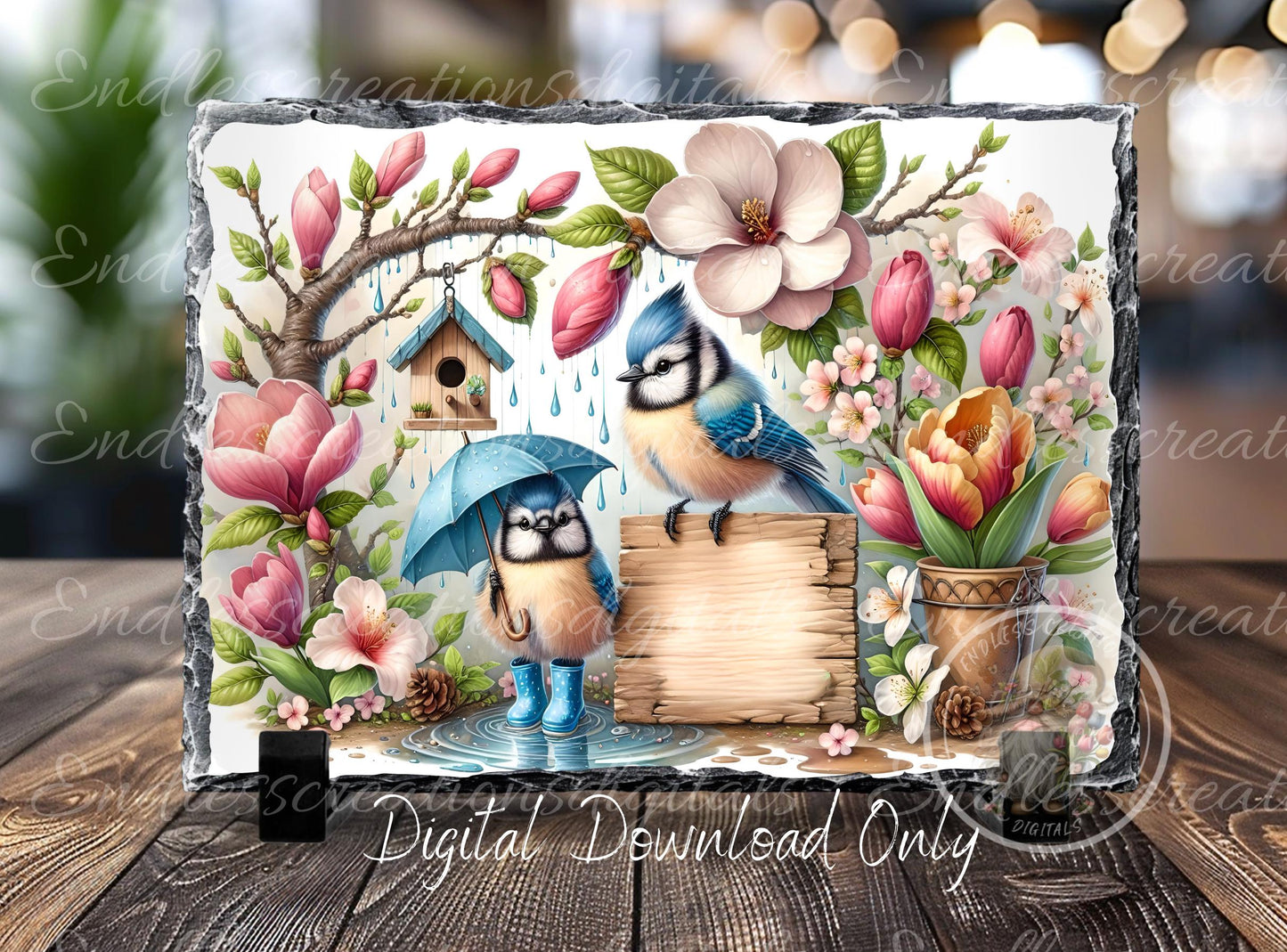 SPRING BABY BLUE Jays digital download only, can be sized for slates, cutting boards, tumblers 2 files, 1 blank for your own text