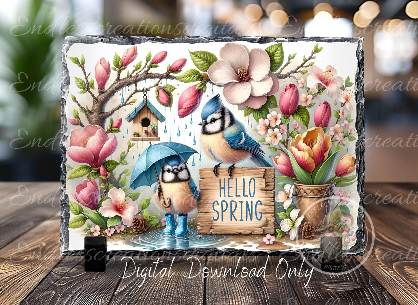 SPRING BABY BLUE Jays digital download only, can be sized for slates, cutting boards, tumblers 2 files, 1 blank for your own text