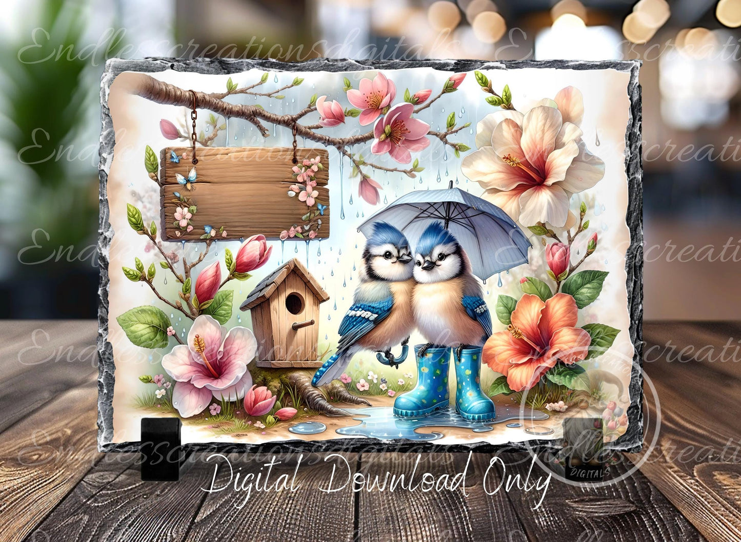SPRING BABY BLUE Jays digital download only, can be sized for slates, cutting boards, tumblers 2 files, 1 blank for your own text