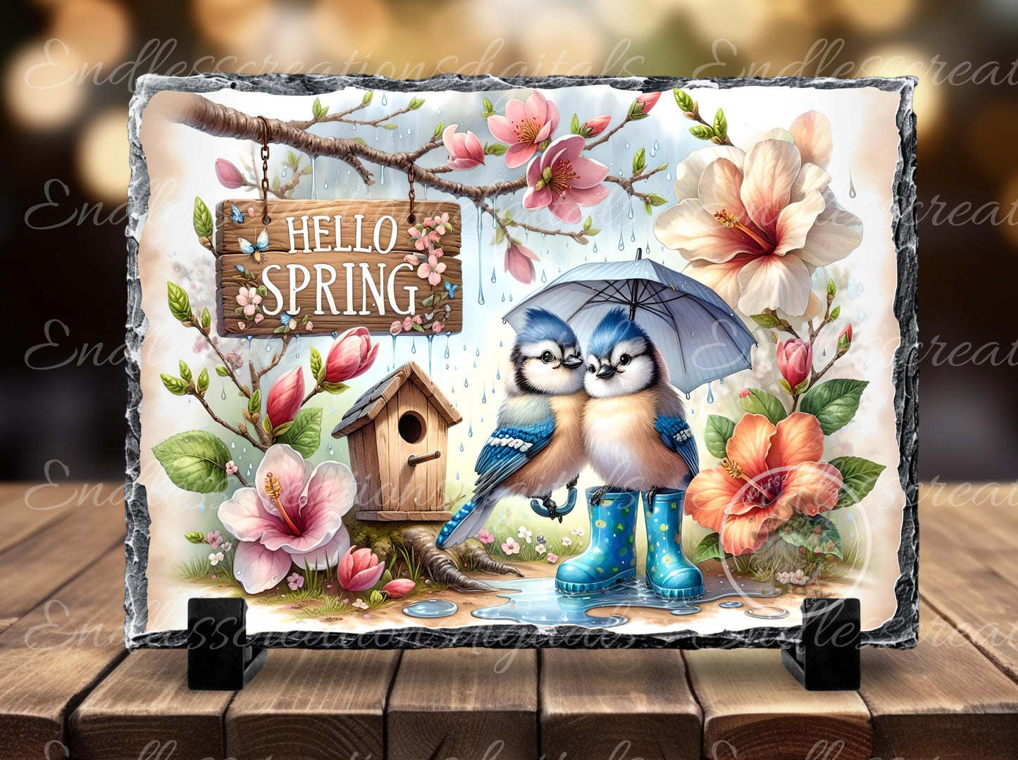 SPRING BABY BLUE Jays digital download only, can be sized for slates, cutting boards, tumblers 2 files, 1 blank for your own text