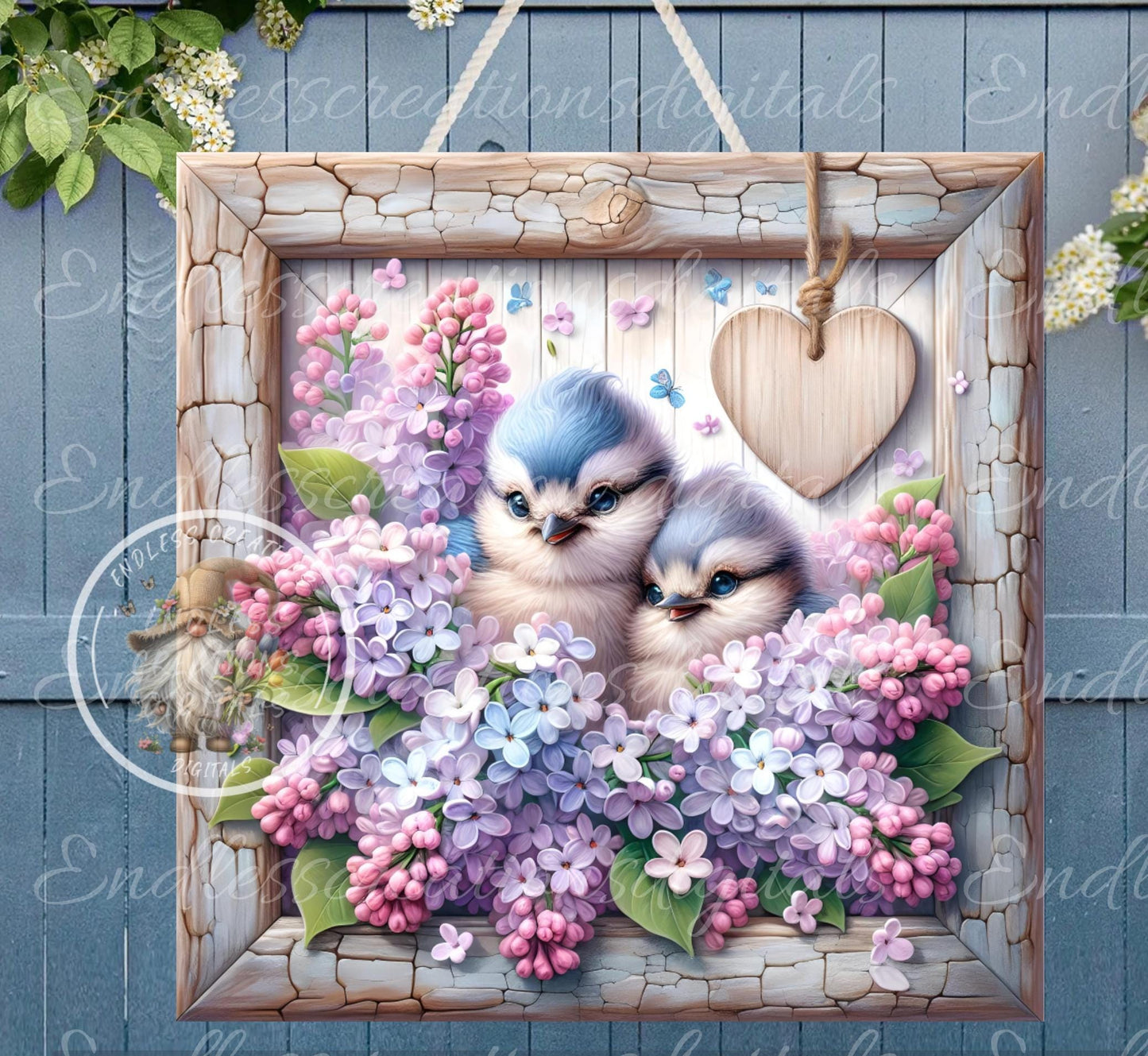 SQUARE SPRING LILACS  Wreath Sign, door hanger, wind spinners slate for sublimation high resolution 2 files for download 1 add your own text