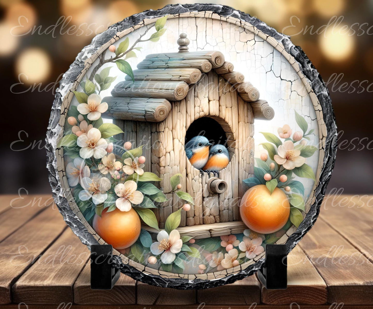 ORANGE BLOSSOMS Wreath Sign, door hanger, Cutting Board, slate for sublimation, 300 dpi  1 file for download can be resized from 3 to 12"