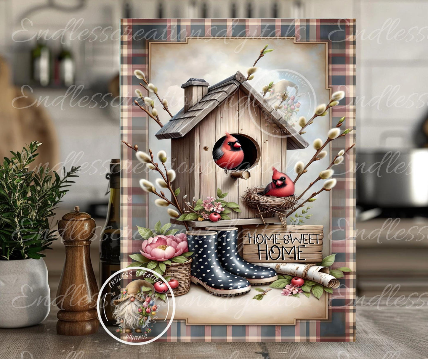BIRDHOUSE CARDINALS Garden flag