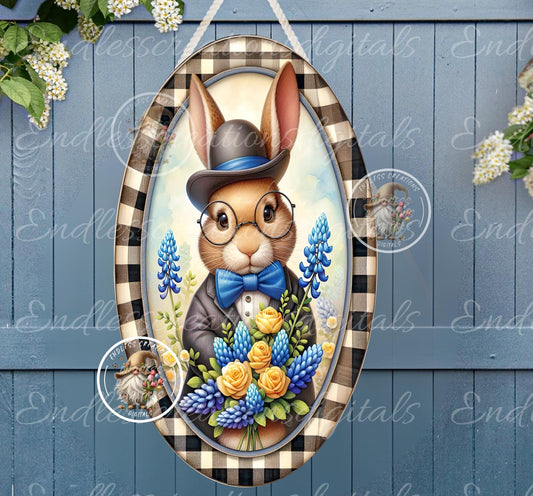 OVAL DIGITALS MR. RABBIT Bluebonnets and Roses