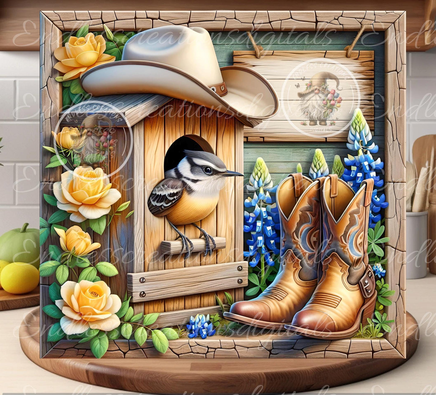 COWBOY BOOTS SPRING Wreath Sign, Door Hanger, Slate, Cutting Boards for sublimation high resolution 2 files for download including blank