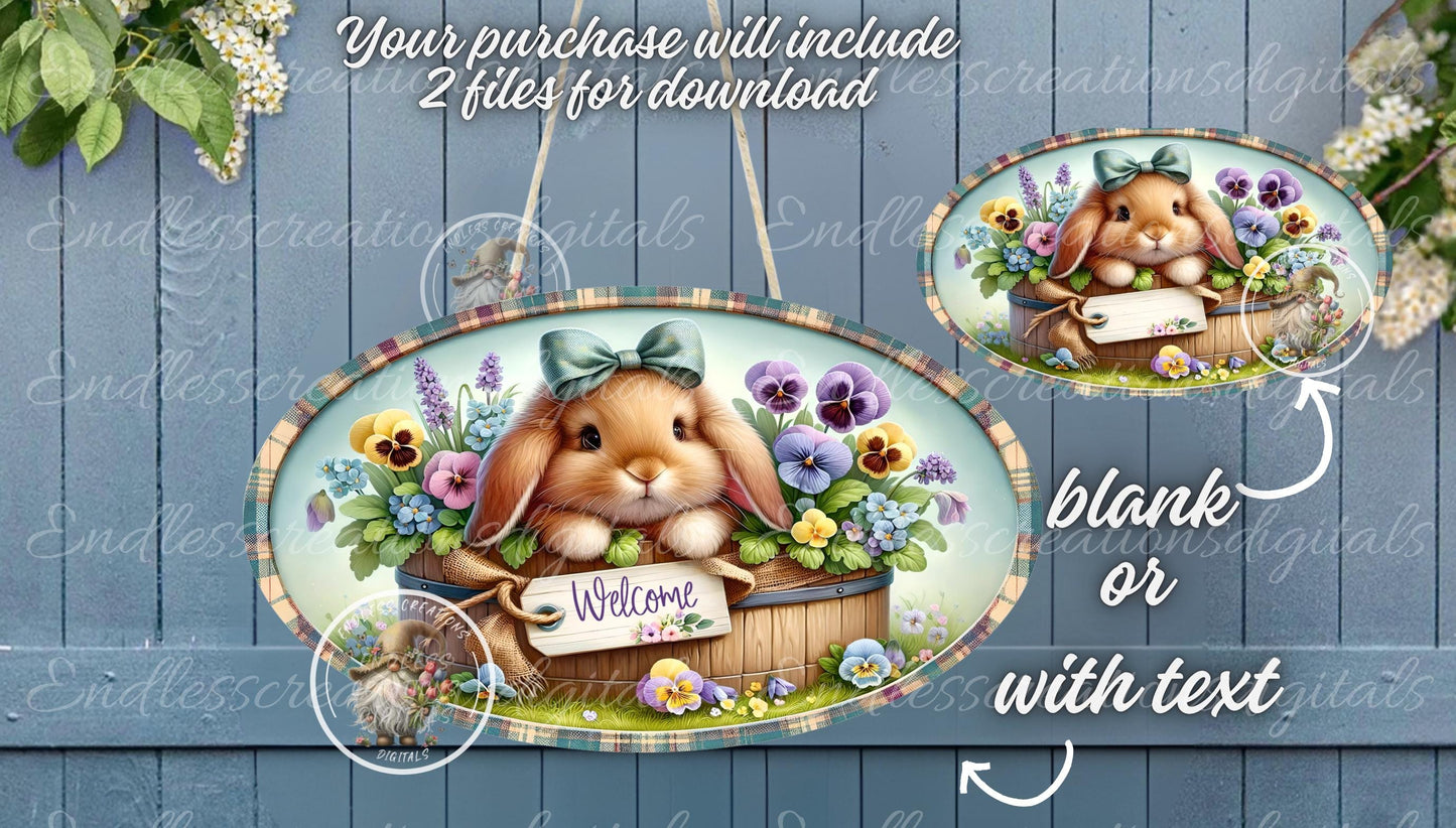 OVAL DIGITAL FLORAL BUNNY