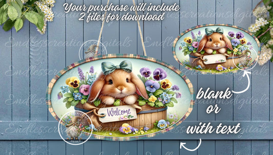 OVAL DIGITAL FLORAL BUNNY