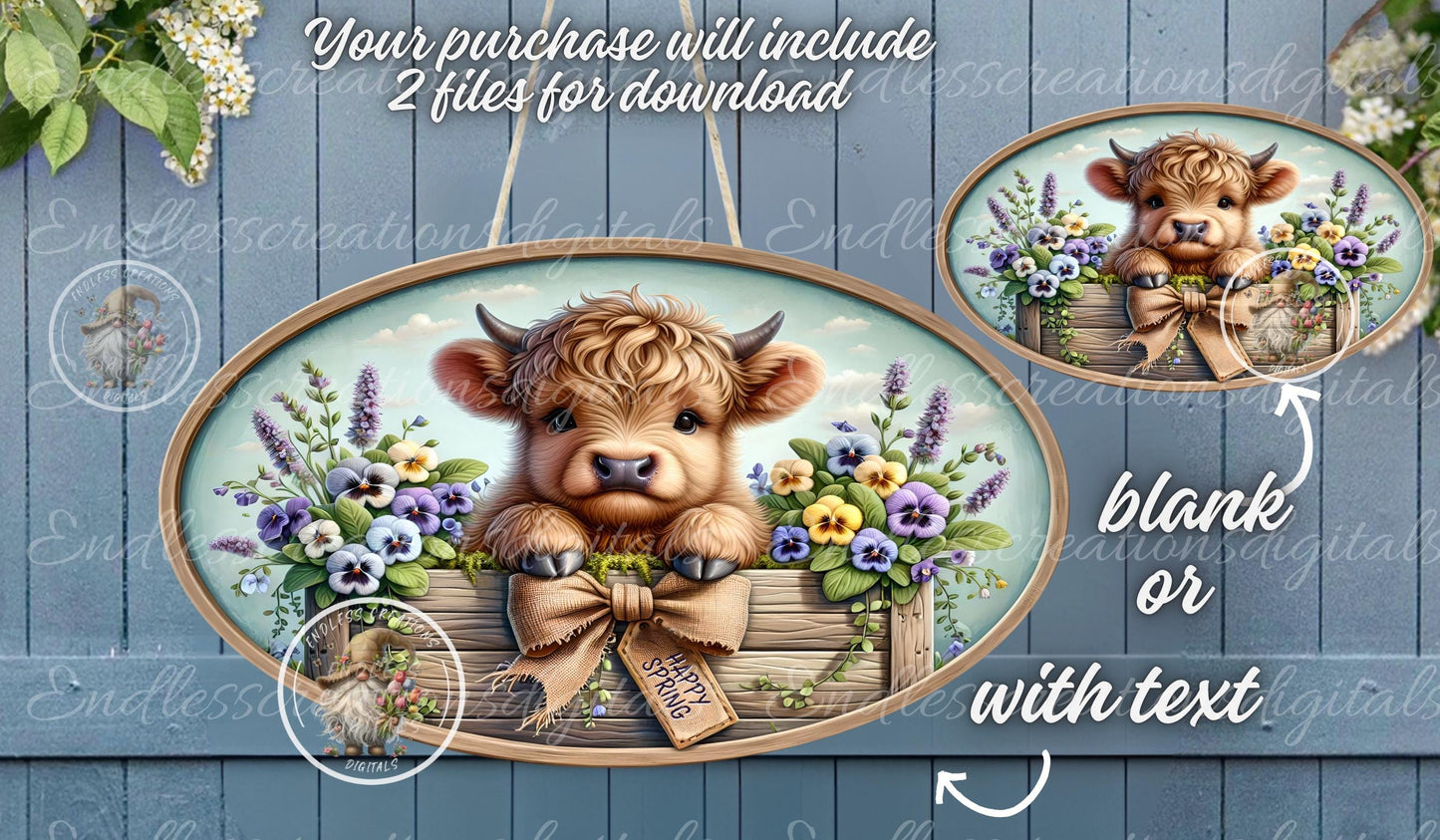 OVAL DIGITAL FLORAL HIGHLAND Cow