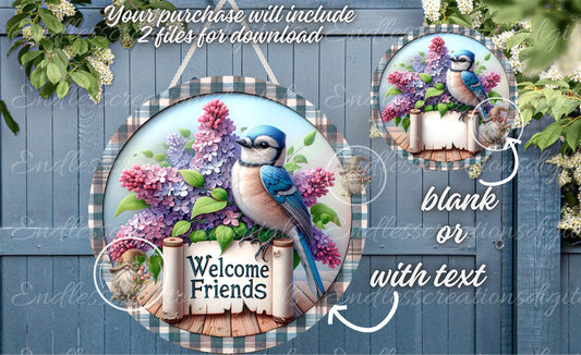 WELCOME FRIENDS SPRING LILACS Bluejay