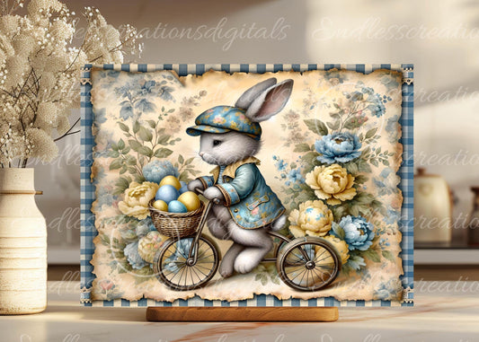 BLUE GINGHAM BOY VINTAGE BUNNY BICYCLE