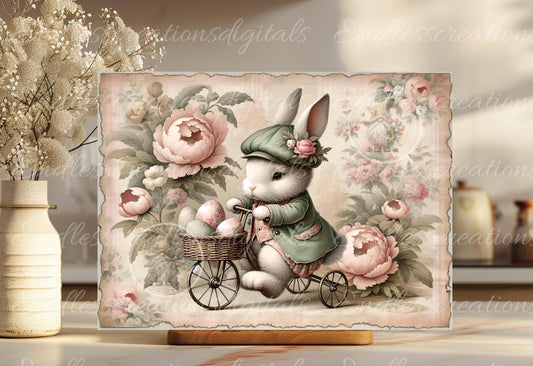 PINK MOSS GREEN Vintage Boy Bunny Bicycle