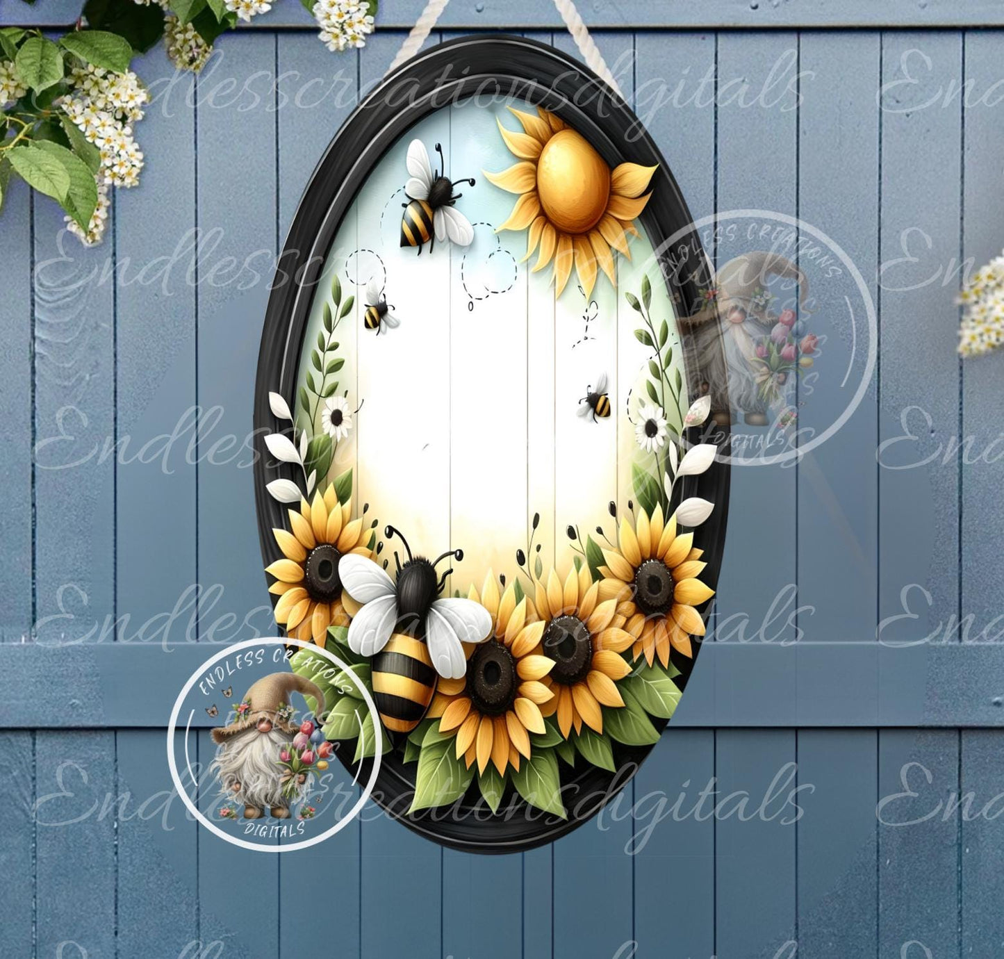 HELLO SUMMER SUNFLOWER OVAL DIGITALS