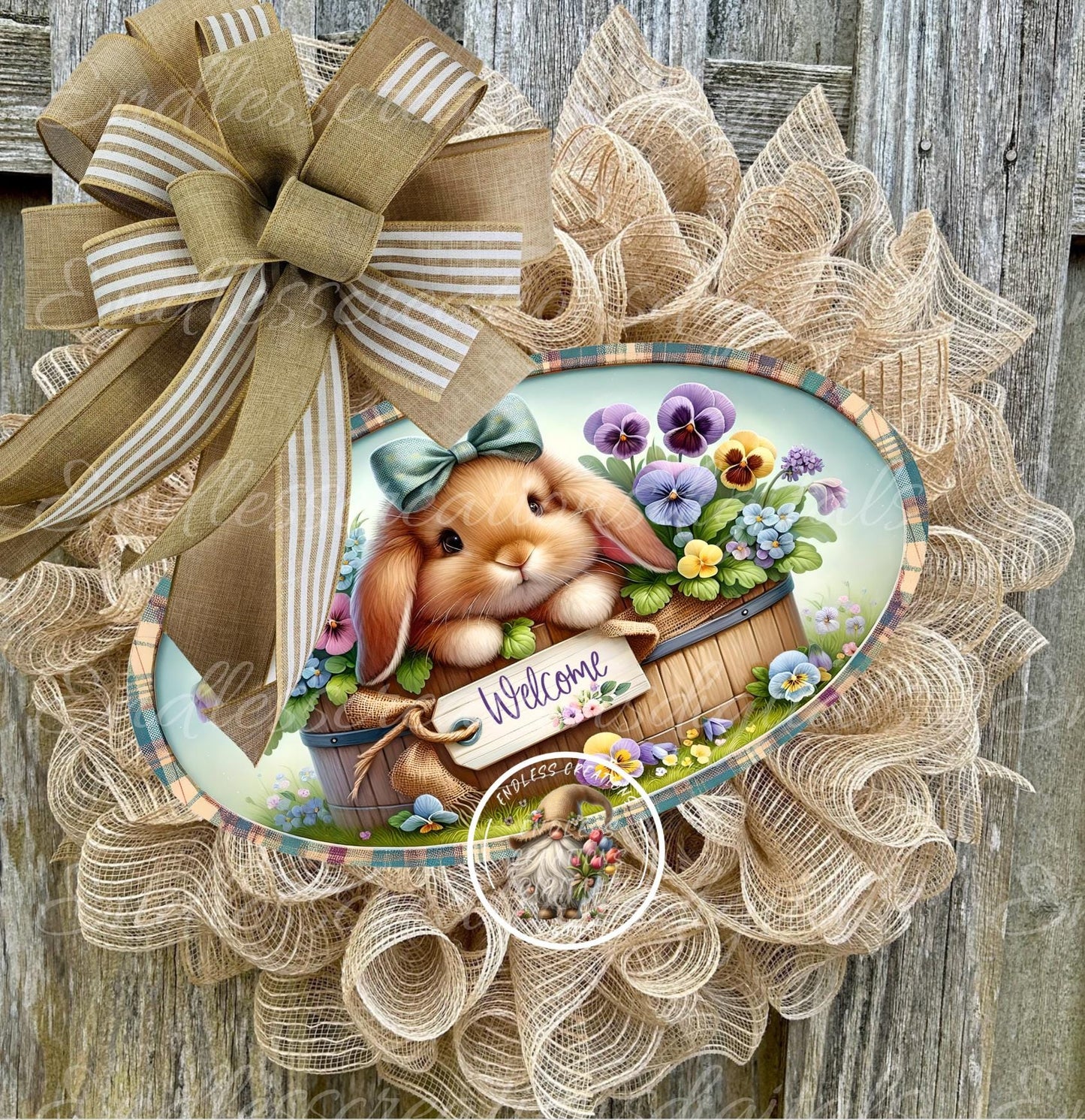 OVAL DIGITAL FLORAL BUNNY