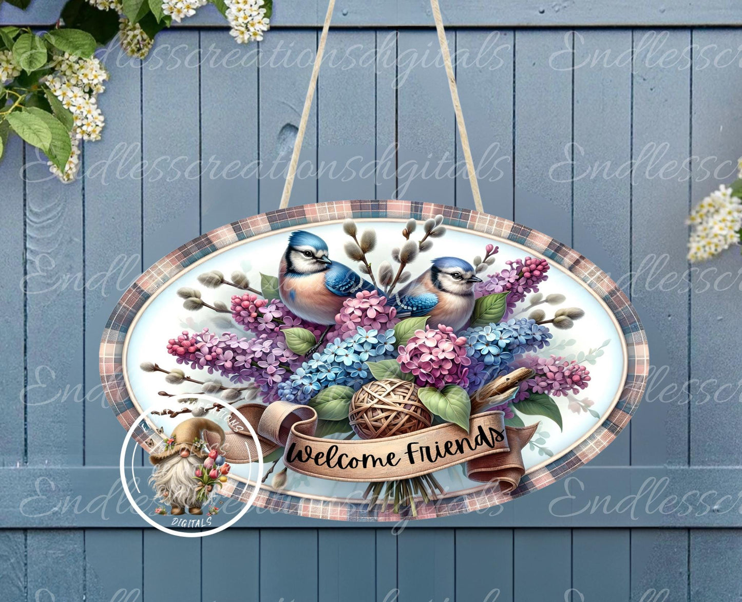 OVAL DIGITAL BLUEJAY LILACS