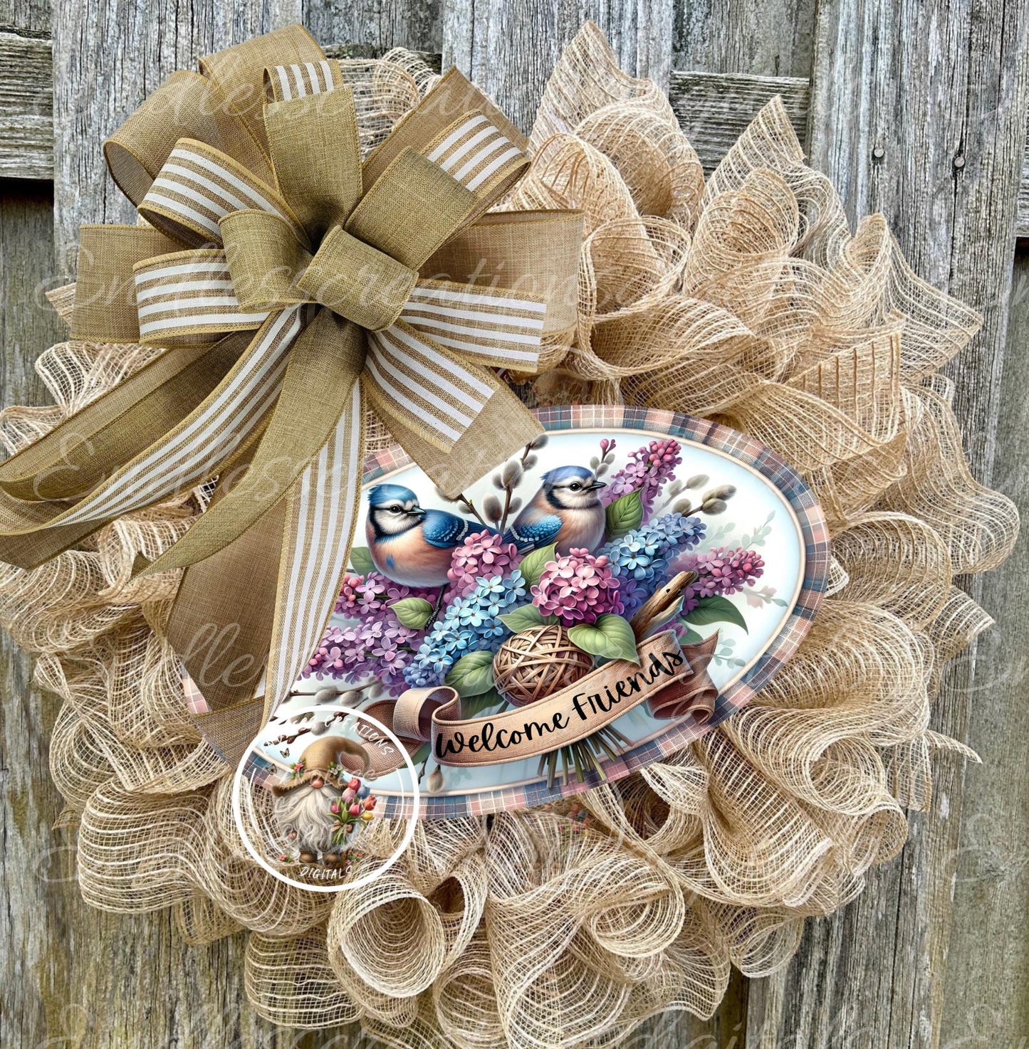 OVAL DIGITAL BLUEJAY LILACS