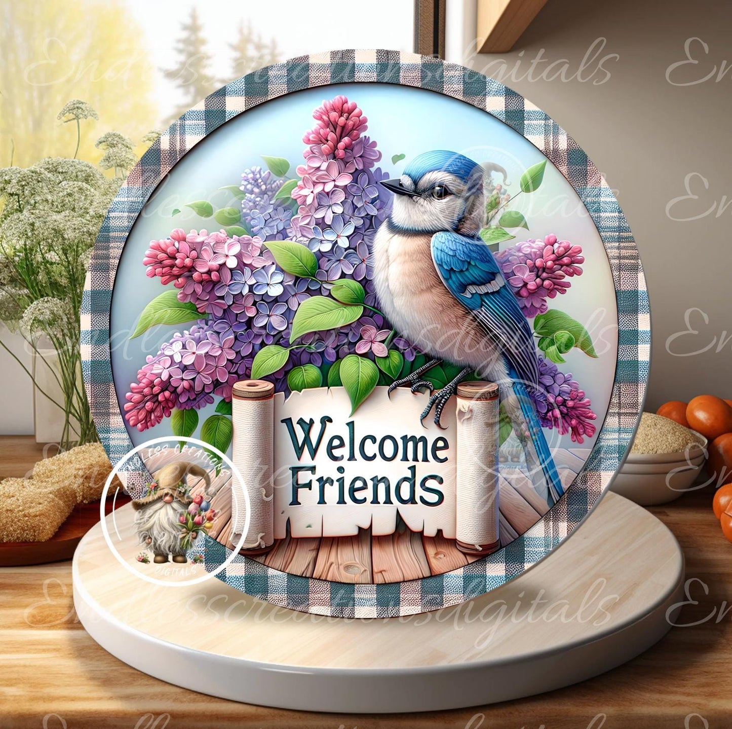 WELCOME FRIENDS SPRING LILACS Bluejay