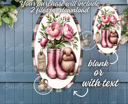 OVAL DIGITALS PEONIES BUNNY