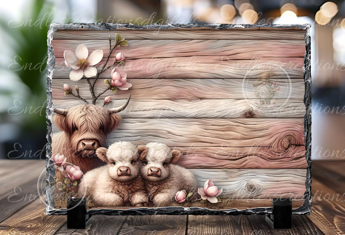 MAMA HIGHLAND WITH HER BABIES RECTANGLE CUTTING BOARD MOTHERS DAY