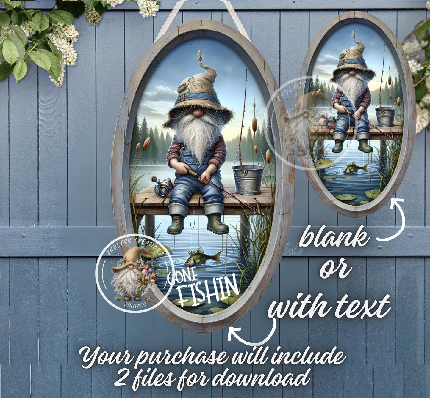 GONE FISHING OVAL DIGITAL