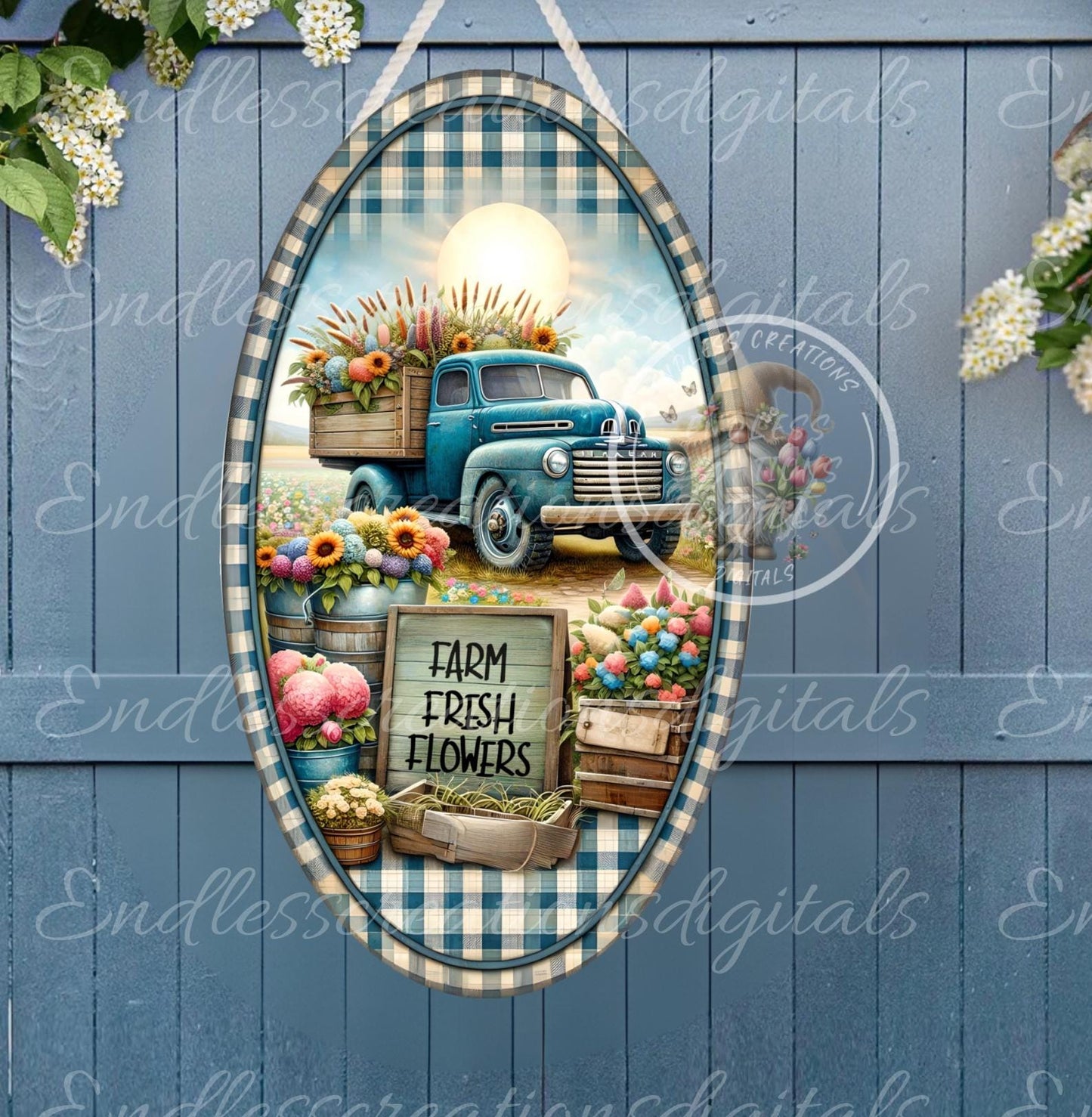 FARM FRESH FLOWERS OVAL DIGITAL