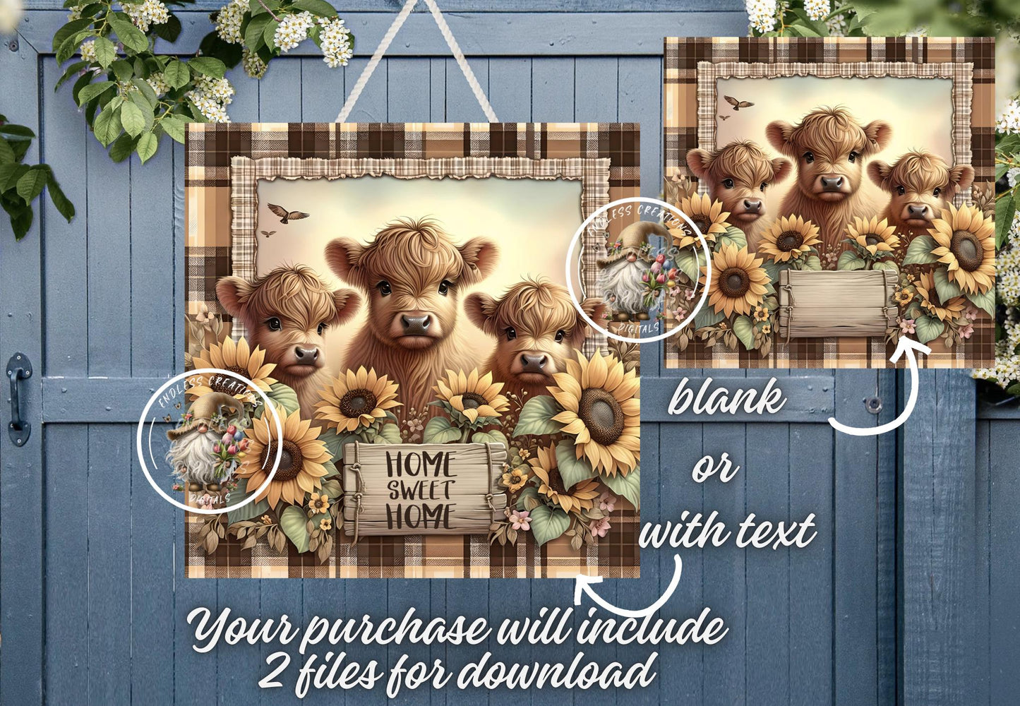 SUNFLOWER SUMMER HIGHLAND COWS