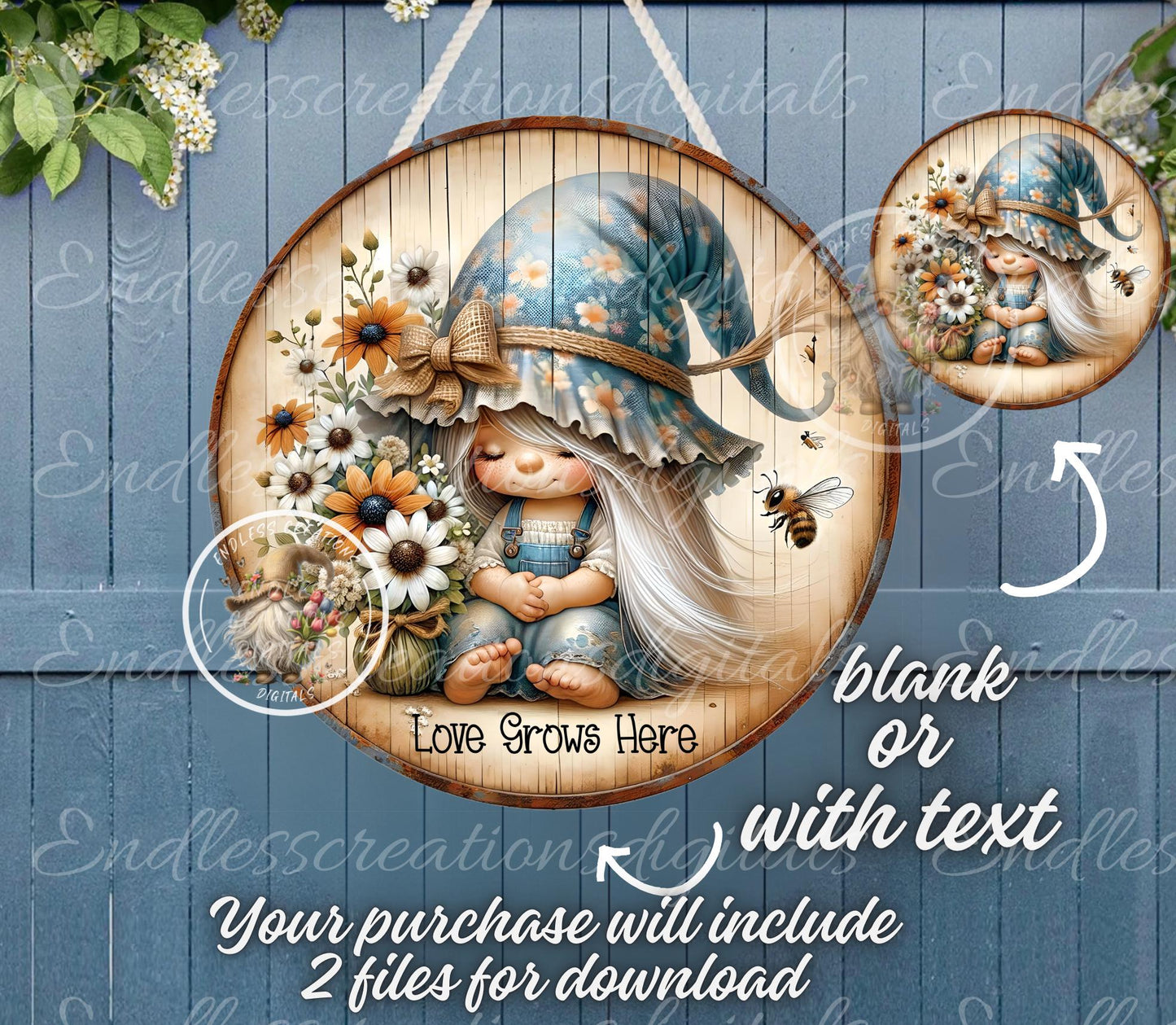 LOVE GROWS HERE SUMMER GIRL GNOME